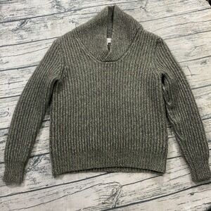 Neiman Marcus Womens L Super Yak Shawl Collar Ribbed‎ Thick Wool Blend Sweater